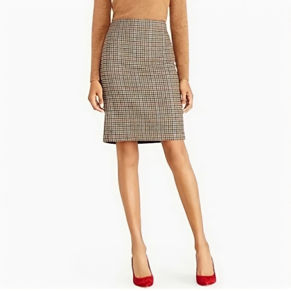 J. Crew Houndstooth Pencil Skirt in Brown and Black